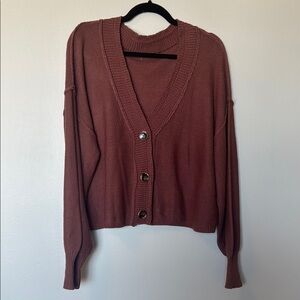 Women's Mauve Button Sweater Cardigan
